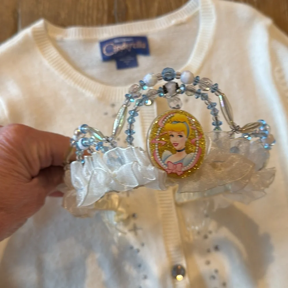 Walt Disney Parks kids small Cinderella sweater/Skirt Set with purse and crown